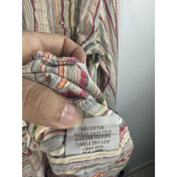 Scully‎ Top Button Up Women XL Western Rodeo Stripped  Flip Cuff Long Sleeve - Picture 9 of 9
